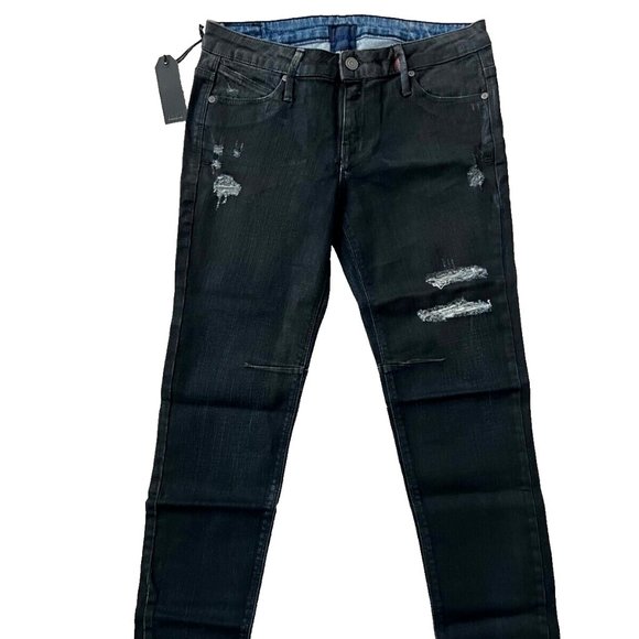 $300 RTA Road to Awesome WAXED Distress SKINNY Jeans USED GREY 28 - Picture 2 of 5